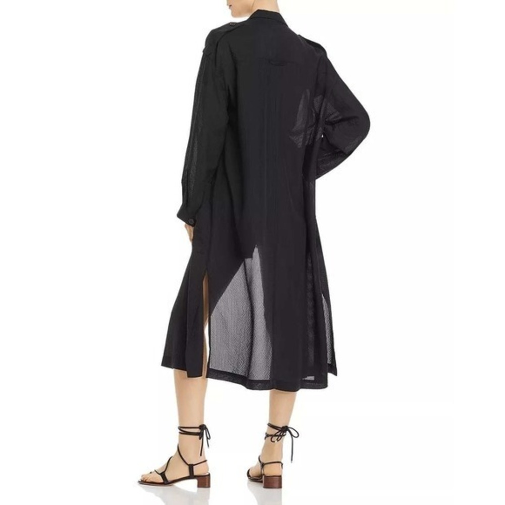 Anine Bing Duster Women S-M Black Mesh Sheer Utility Longline Coverup Dress - Picture 3 of 7